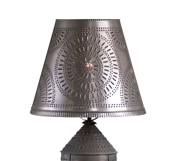 Fireside new Kettle Black punched TIN Chisel lamp shade 