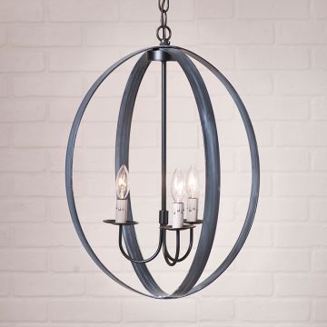 20-Inch Oval Sphere 3-Arm Chandelier in Black