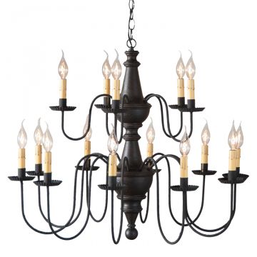 15-Arm Harrison Two Tier Wood Chandelier in Black