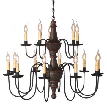 15-Arm Harrison Two Tier Wood Chandelier in Americana Espresso