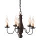 5-Arm Bed and Breakfast Wood Chandelier in Hartford Black with Red Stripe