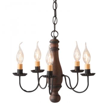 5-Arm Bed and Breakfast Wood Chandelier in Hartford Pumpkin