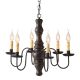 6-Arm Gettysburg Wood Chandelier in Americana Black
