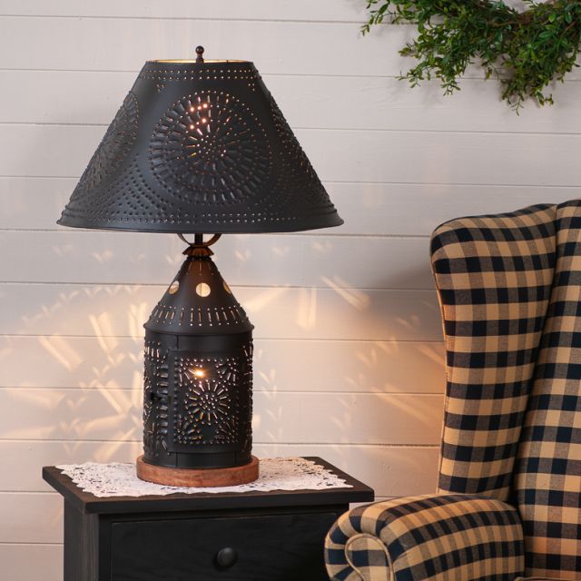 Punched tin table lamps clearance