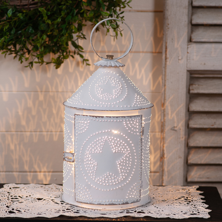 Americana Lantern in Rustic White | Irvins Tinware