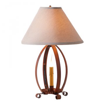 Betsy Ross Lamp with Ivory Lines Shade in Rustic Tin
