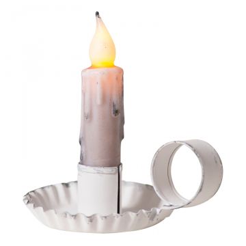 Chamberstick Candleholder in Rustic White