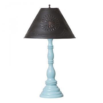 Brinton Floor Lamp in Misty Blue with Smokey Black Metal Shade