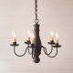5-Arm Bed and Breakfast Wood Chandelier in Hartford Black with Red Stripe