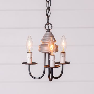 Irvins Tinware Bellview Small Three-arm Wooden Farmhouse Chandelier Red 