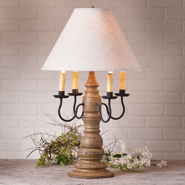 Bradford Lamp in Americana Pearwood with Linen Fabric Shade