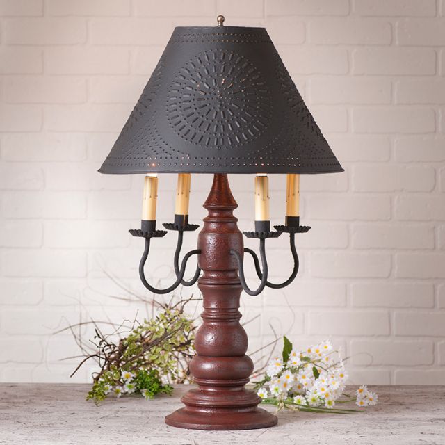 Bradford Lamp in Americana Red with Textured Metal Shade