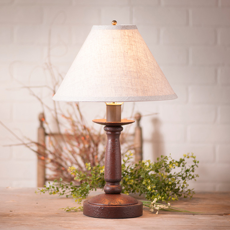 Butcher Lamp in Americana Red with Linen Fabric Shade