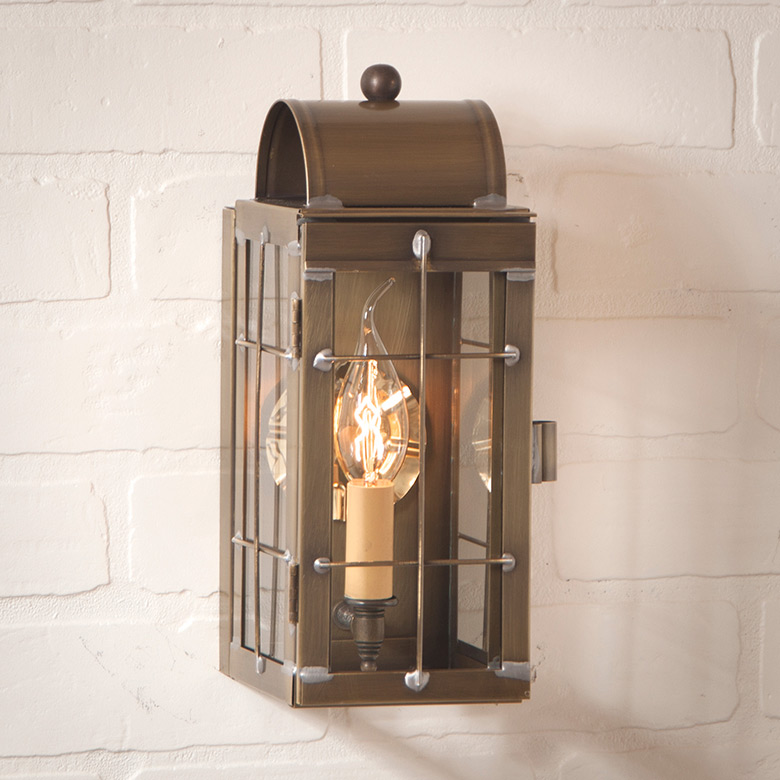 Cape Cod Wall Lantern in Weathered Brass 1Light Irvins Tinware