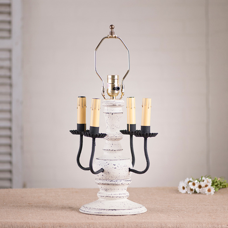 Cedar Creek Wood Table Lamp Base in Americana Vintage White