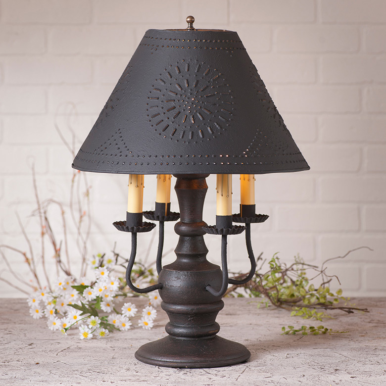 Cedar Creek Wood Table Lamp in Americana Black with Textured Metal