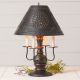 Cedar Creek Wood Table Lamp in Rustic Black with Smokey Black Metal Shade