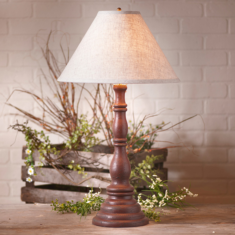 Davenport Table Lamp in Americana Red with Fabric Linen Shade
