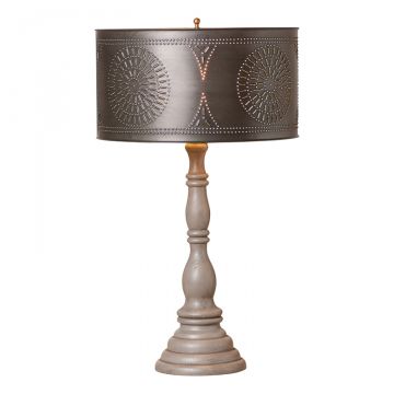 Davenport Wood Table Lamp in Earl Gray with Drum Shade