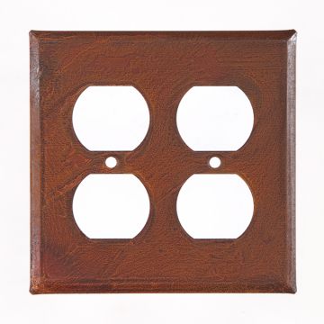 Double Outlet Cover Unpierced in Rustic Tin
