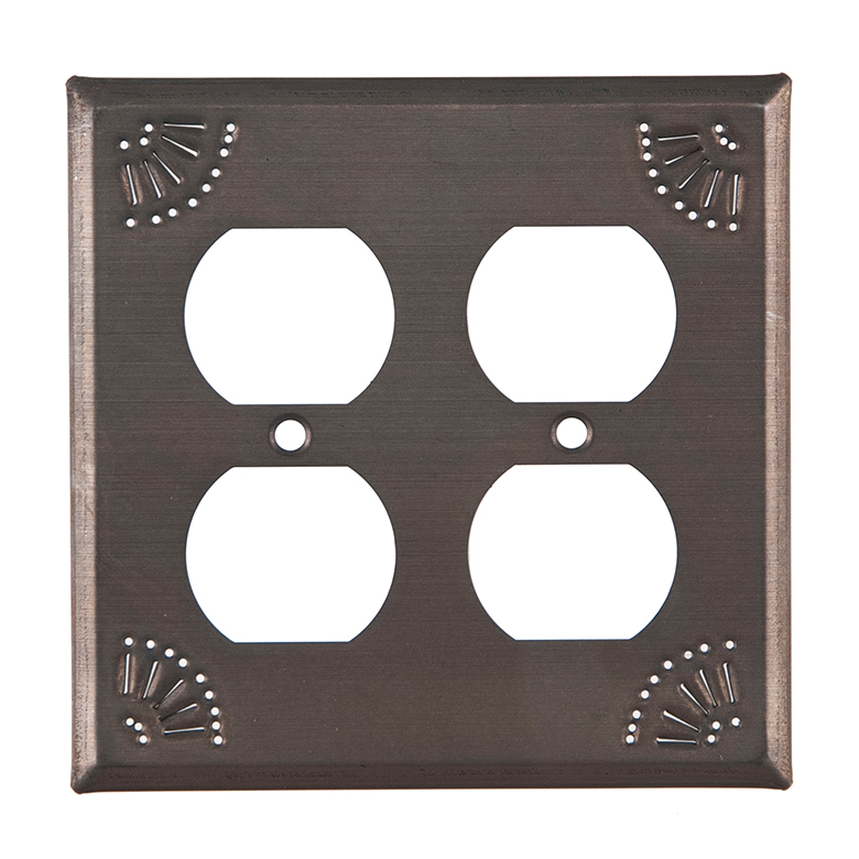 Double Outlet Cover with Chisel in Kettle Black