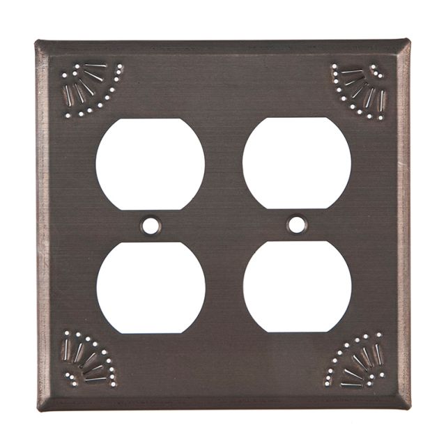 Double Outlet Cover with Chisel in Kettle Black