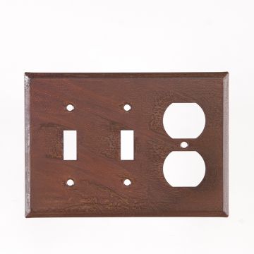 Double Switch and Outlet Cover Unpierced in Rustic Tin