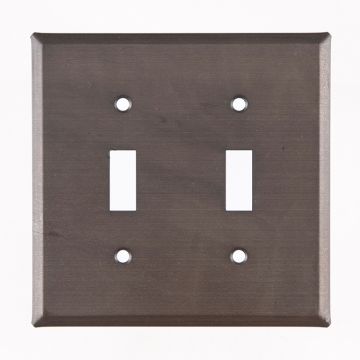 Double Switch Cover Unpierced in Blackened Tin