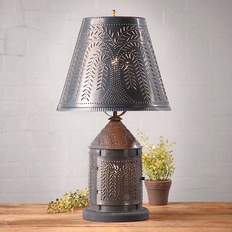 Fireside Lamp with Willow Shade in Kettle Black Irvins Tinware