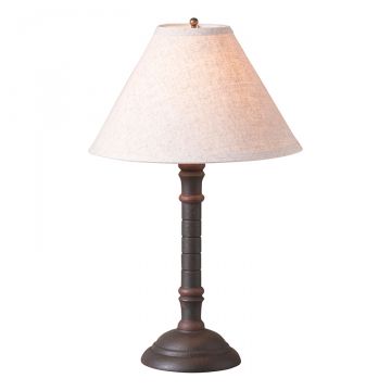Gatlin Wood Table Lamp in Hartford Black over Red with Fabric Linen Shade