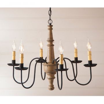 6-Arm Harrison Wood Chandelier in Americana Pearwood