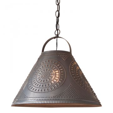 Punched Tin Hitchcock Shade Light in BlackKitchen Island Tin Pendant Light 