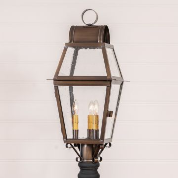 Independence Outdoor Post Light in Solid Weathred Brass - 3 Light