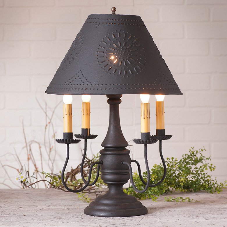 Jamestown Wood Table Lamp in Hartford Black with Textured Metal Shade