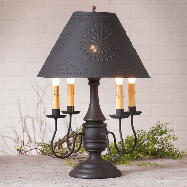 Jamestown Wood Table Lamp in Hartford Black with Textured Metal Shade