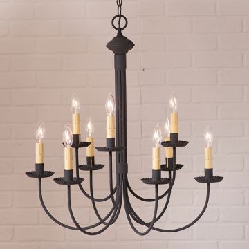 6 Arm Concord Blackened Tin Metal Chandelier By Irvins Country Tinware 