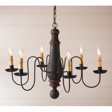 Bellview Colonial Vintage White Americana Woodspun Country Chandelier 
