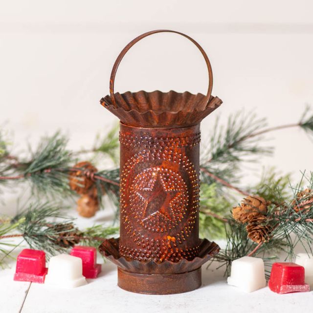 Irvins Tinware: Candle Warmer with Regular Star in Rustic Tin