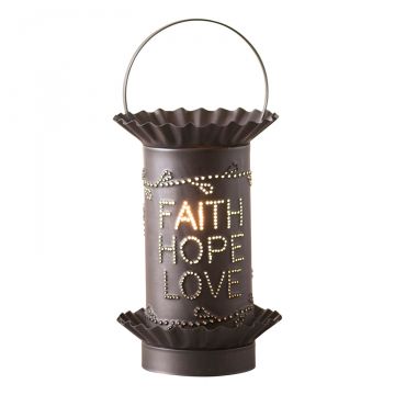 Mini Tartwarmer with Vertical Faith Hope Love in Kettle Black