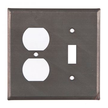 Outlet and Switch Cover Unpierced in Blackened Tin