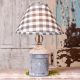 Paul Revere Lamp in Weathered Zinc with Gray Check Shade