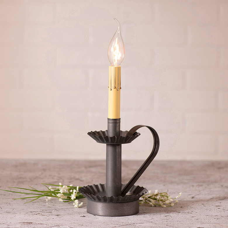 Plantation Candlestick Lamp Base in Kettle Black Irvins Tinware
