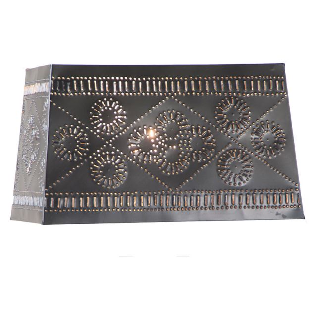 Rectangular Candle Mold Lamp Shade Irvins Tinware Rectangular Candle Mold Lamp Shade, Black Punched Tin Lamp Shade