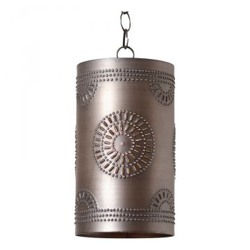Rustic Cylinder Pendant in Kettle Black Tin