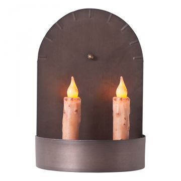 Short 2-Candle Tin Colonial Sconce