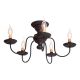 5-Light Thorndale Semi-Flush Mount Wood Ceiling Light in Black