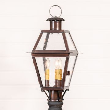 Town Crier Outdoor Post Light in Solid Antique Copper - 3 Light