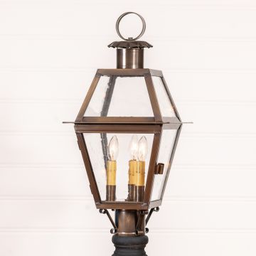 Town Crier Outdoor Post Light in Solid Weathered Brass - 3 Light