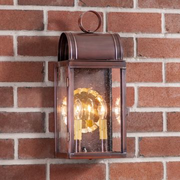 Town Lattice Outdoor Wall Light in Solid Antique Copper - 2 Light