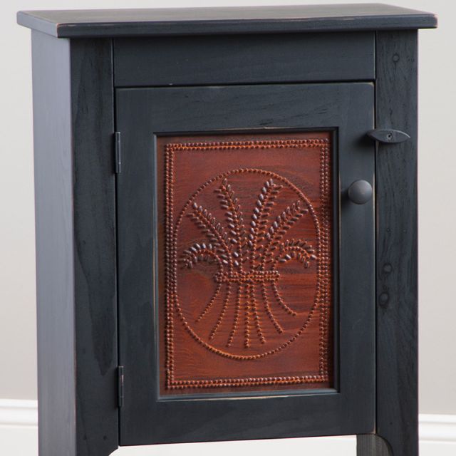 Blacken punched tin WHEAT handcrafted cabinet panel  /Nice 